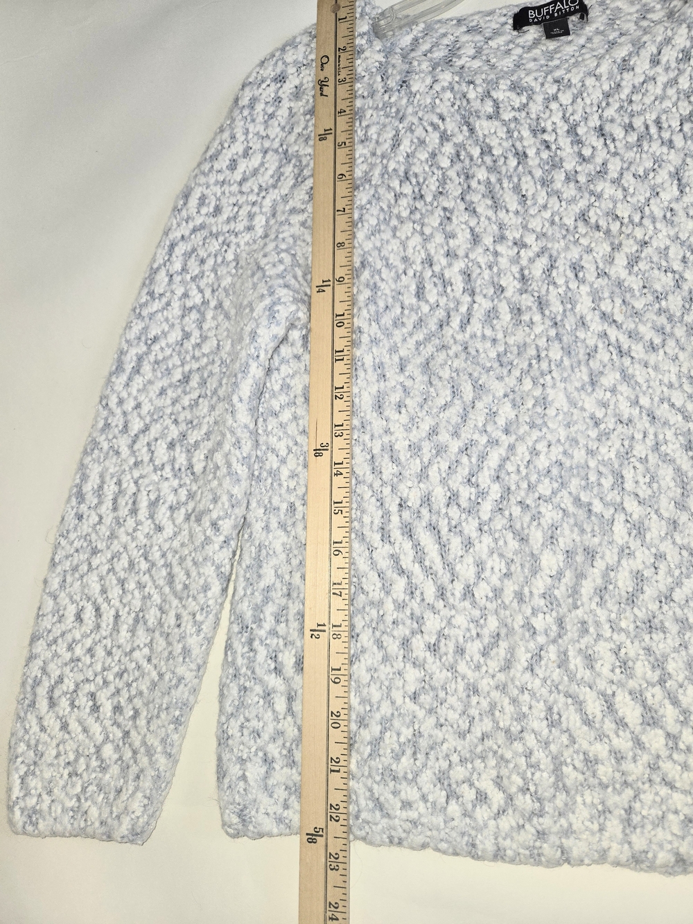 Buffalo David Bitton Cream and Powder Blue Marled Crew Eyelash Sweater Womens XL - Picture 6 of 10